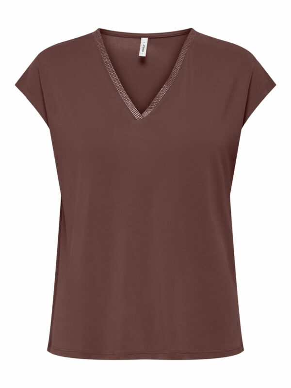 T-shirt decote em V Only